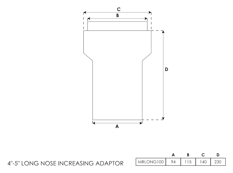 4 - 5 Inch Long Stove Flue Pipe Adaptor