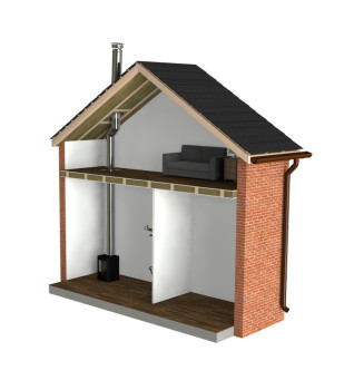 DTW Single storey straight up internal flue system with offset 5 Inch SS