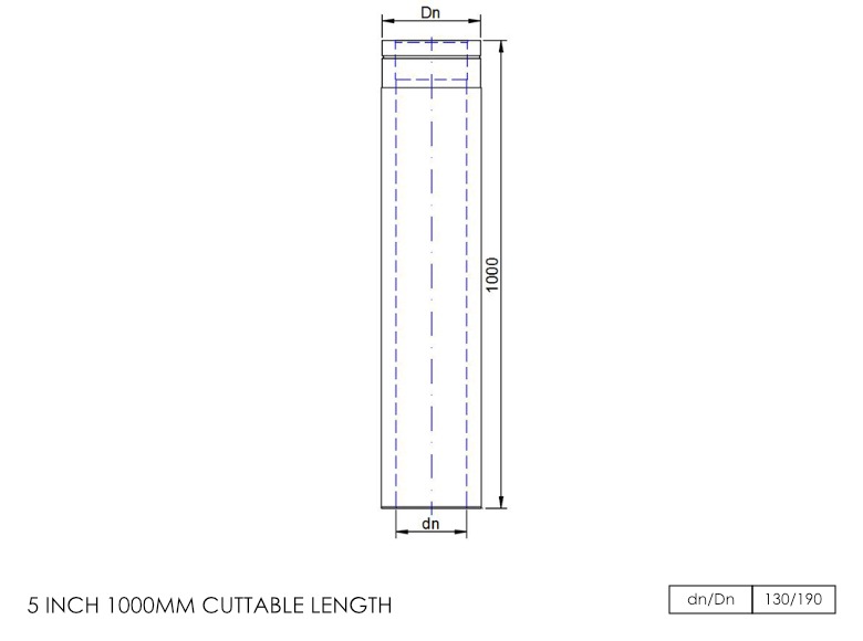 Twin Wall Straight Cuttable Length 1000mm with Fusion Locking Band 5 Inch SS