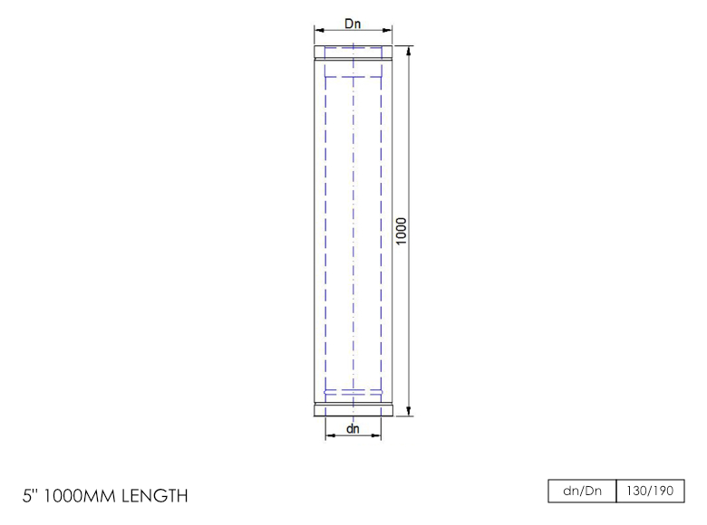 Twin Wall Straight Length 1000mm 5 Inch MB