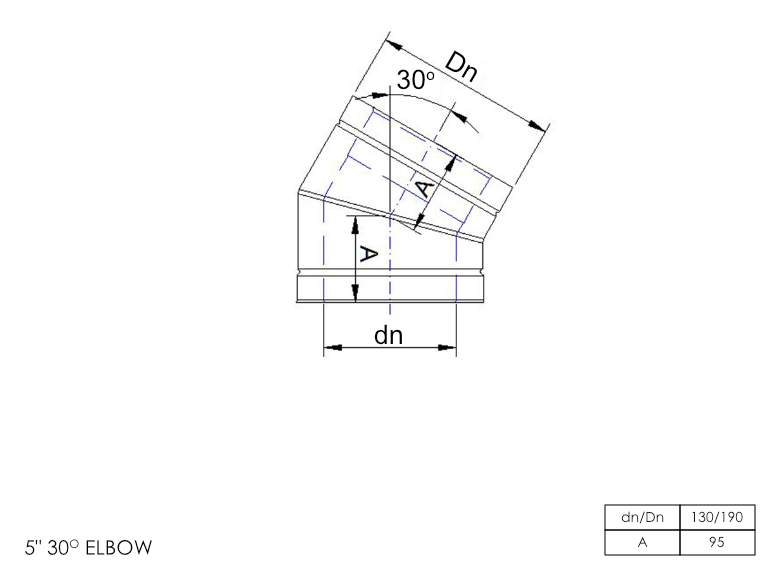 Twin Wall Elbow 30° 5 Inch SS