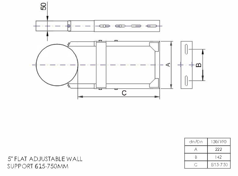 Twin Wall Adjustable Wall Bracket 615-750mm 6 Inch MB