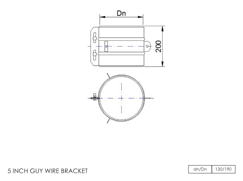Twin Wall Guy Wire Bracket 5 Inch SS