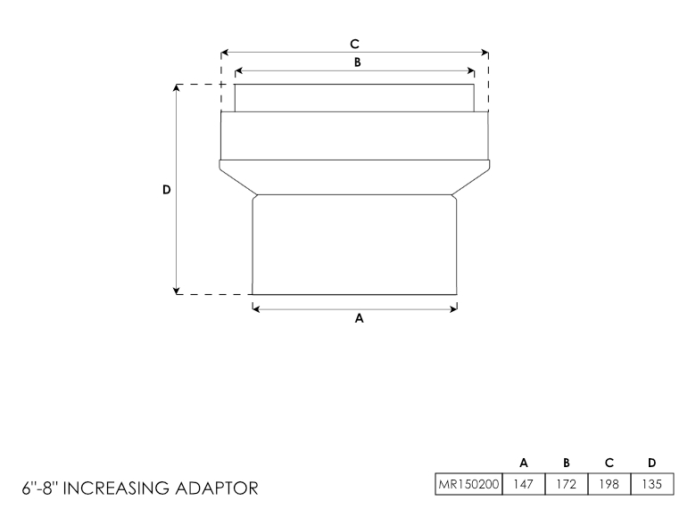 6 - 8 Inch Economy Stove Flue Pipe Adaptor