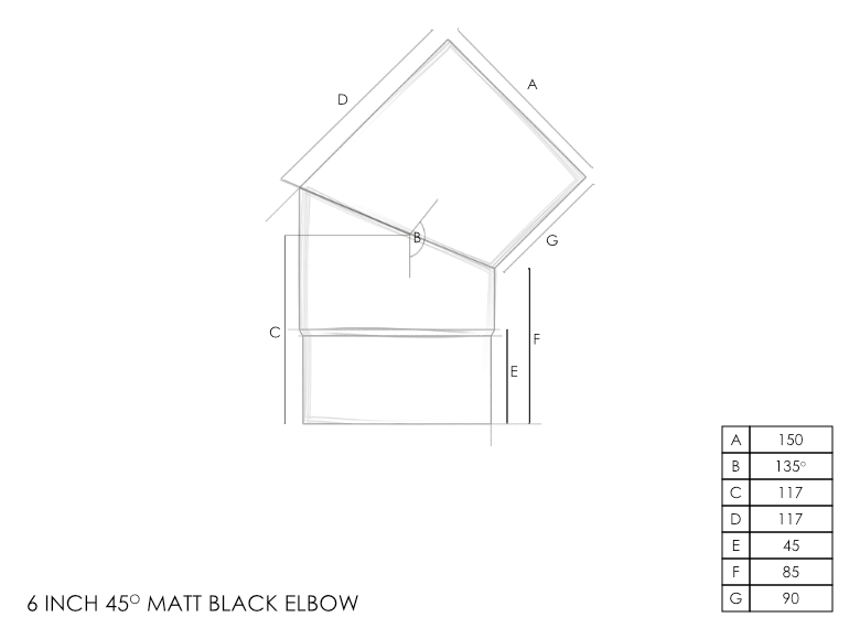 Premier One Supa Matt STOVE PIPE 45 DEGREE BEND 6-inch