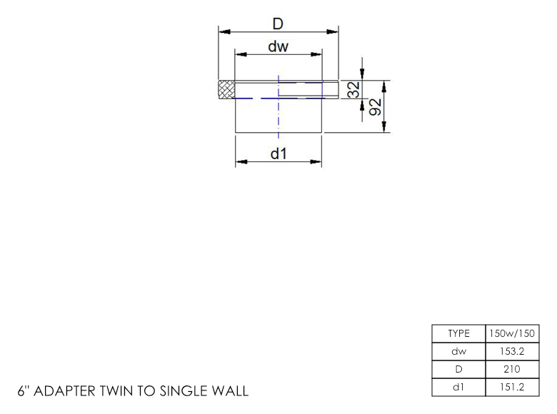 Twin Wall Standard Adapter 6 Inch MB