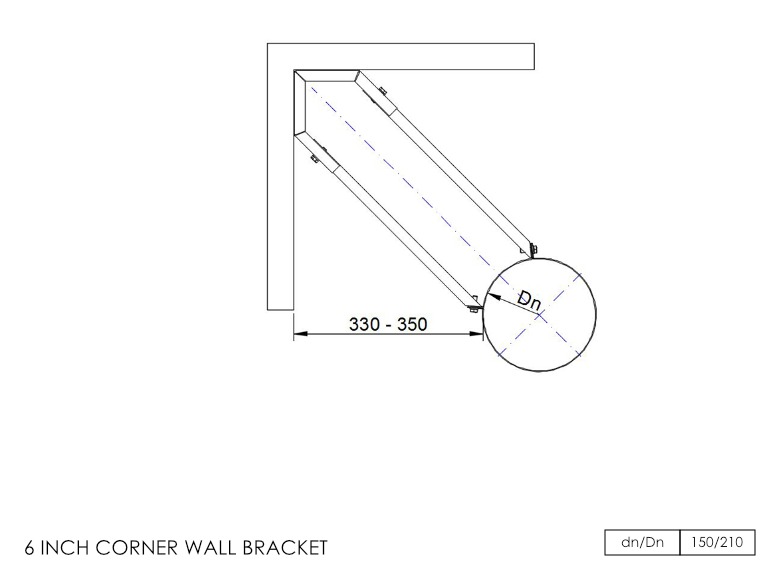 Twin Wall Corner Wall Bracket 6 Inch SS