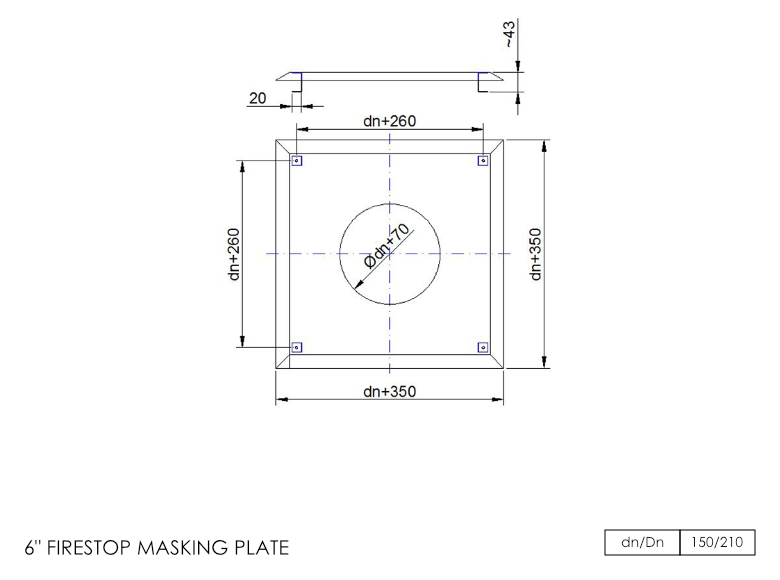 Twin Wall Firestop Masking Plate 6 Inch SS