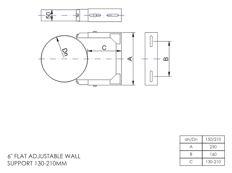 Twin Wall Adjustable Wall Bracket 130-210mm 6 Inch MB