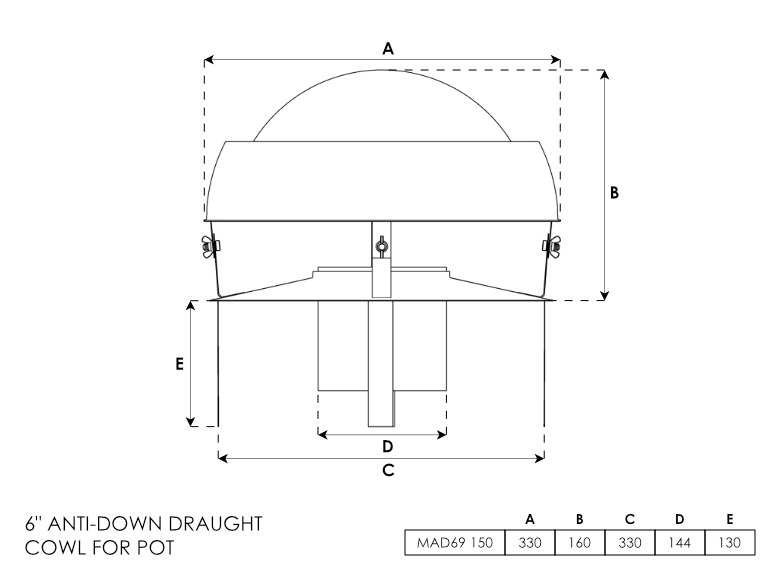 6 Inch Terracotta Anti-Down Draught Pot Hanger Rain Cap