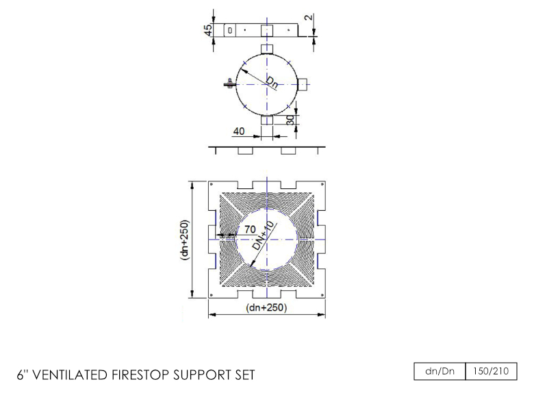 Twin Wall Firestop Ventilated Support Set 6 Inch SS
