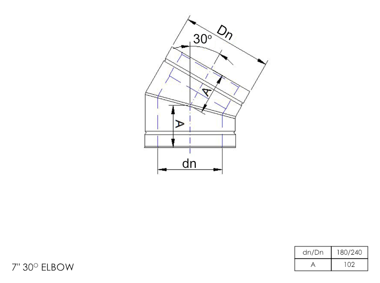 Twin Wall Elbow 30° 7 Inch SS