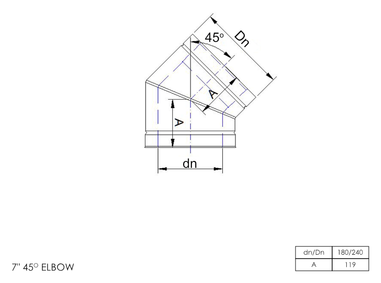 Twin Wall Elbow 45° 7 Inch MB