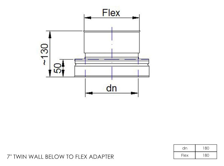 Twin Wall Standard Adapter Flex Top 7 Inch SS