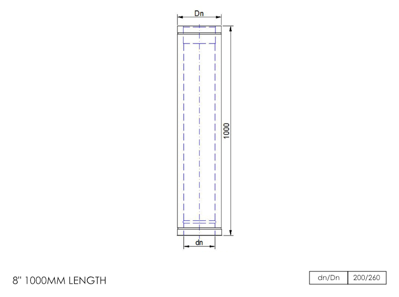 Twin Wall Straight Length 1000mm 8 Inch MB