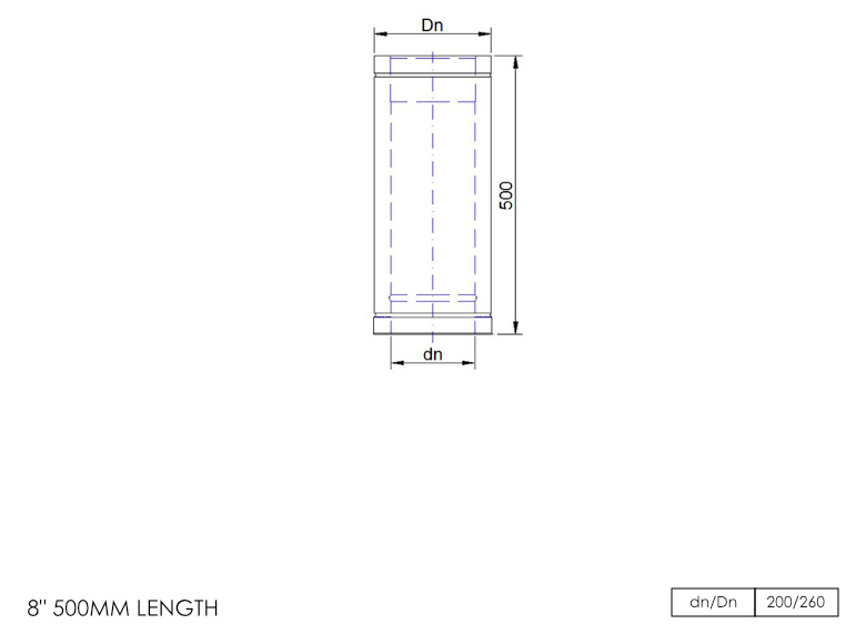 Twin Wall Straight Length 500mm 8 Inch MB