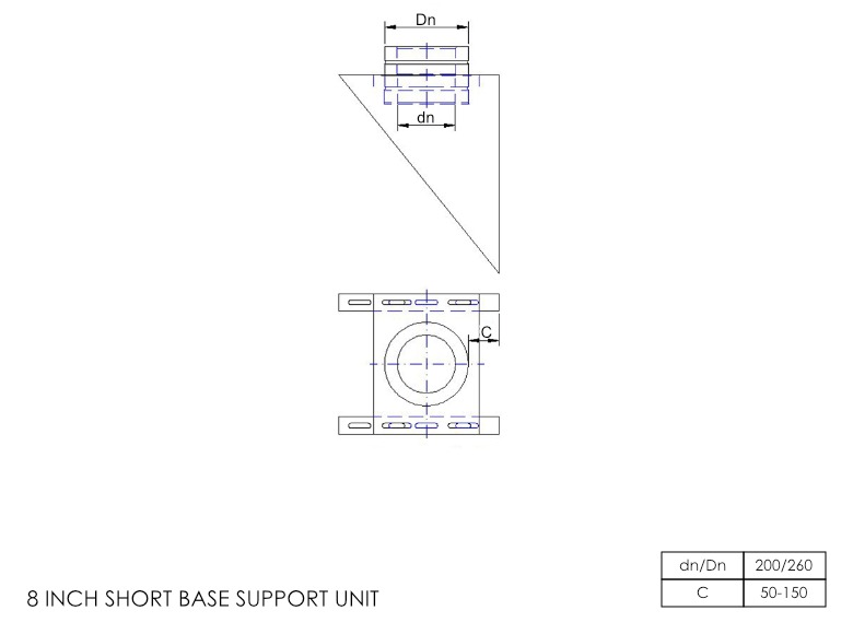 Twin Wall Base Support Short 8 Inch MB