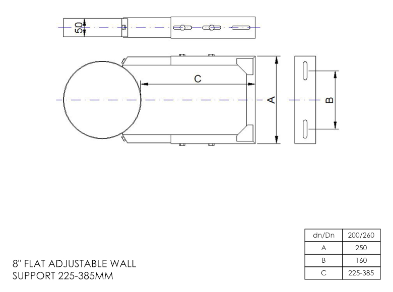 Twin Wall Adjustable Wall Bracket 225-385mm 8 Inch MB