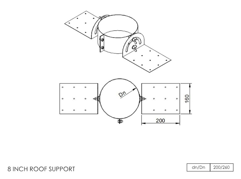 Twin Wall Roof Support 8 Inch SS