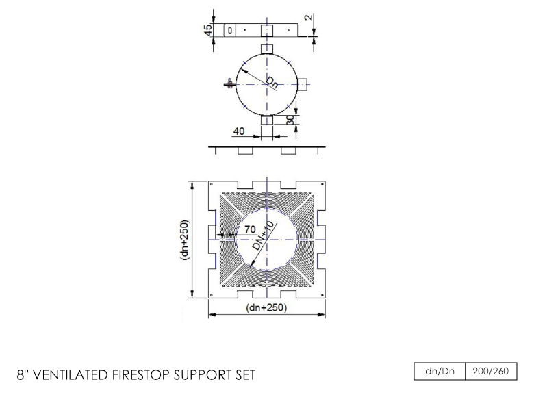 Twin Wall Firestop Ventilated Support Set 8 Inch SS