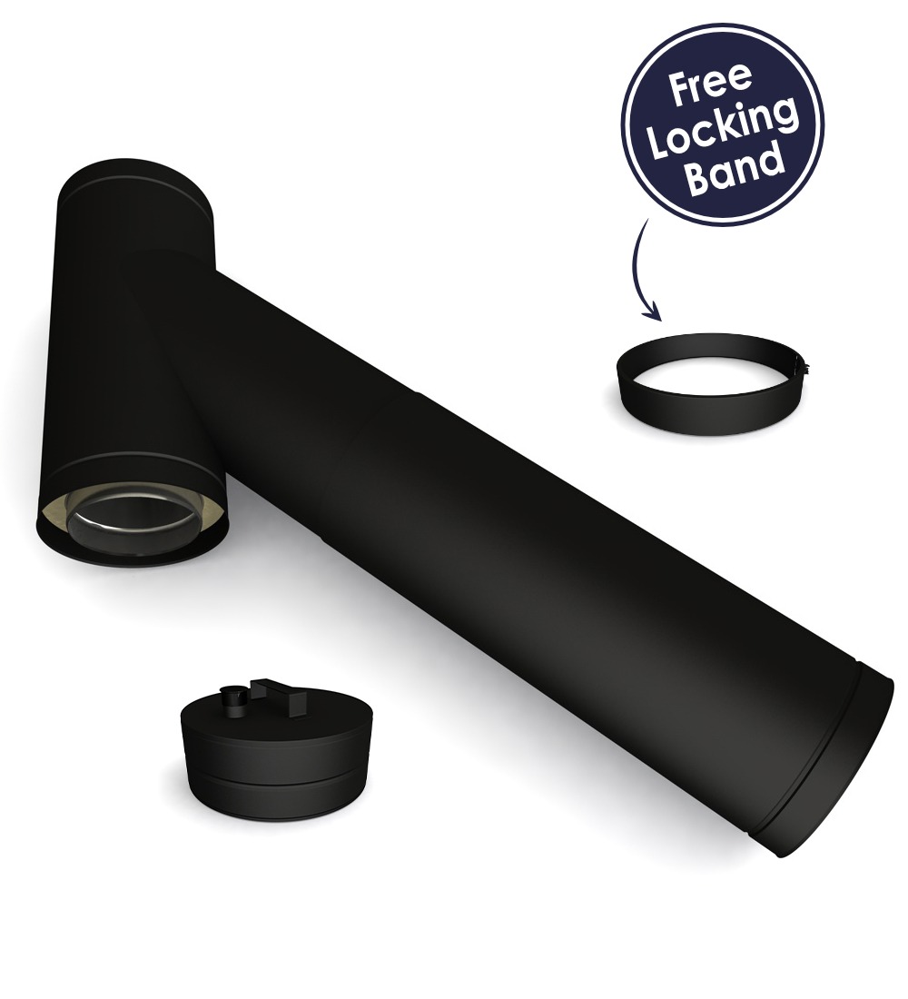 Twin Wall Long Adjustable Tee with Soot Collector 135° 6" MB