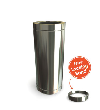 Twin Wall Straight Length 500mm 6" SS