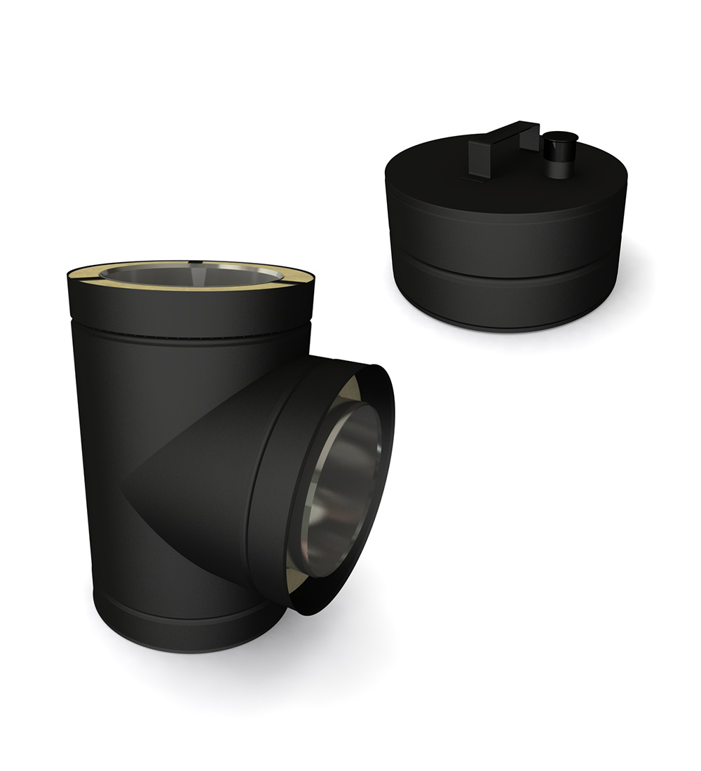 Twin Wall Short Tee with Soot Collector 90° 7" MB
