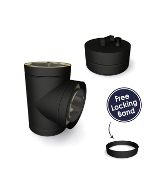 Twin Wall Short Tee with Soot Collector 90° 5" MB