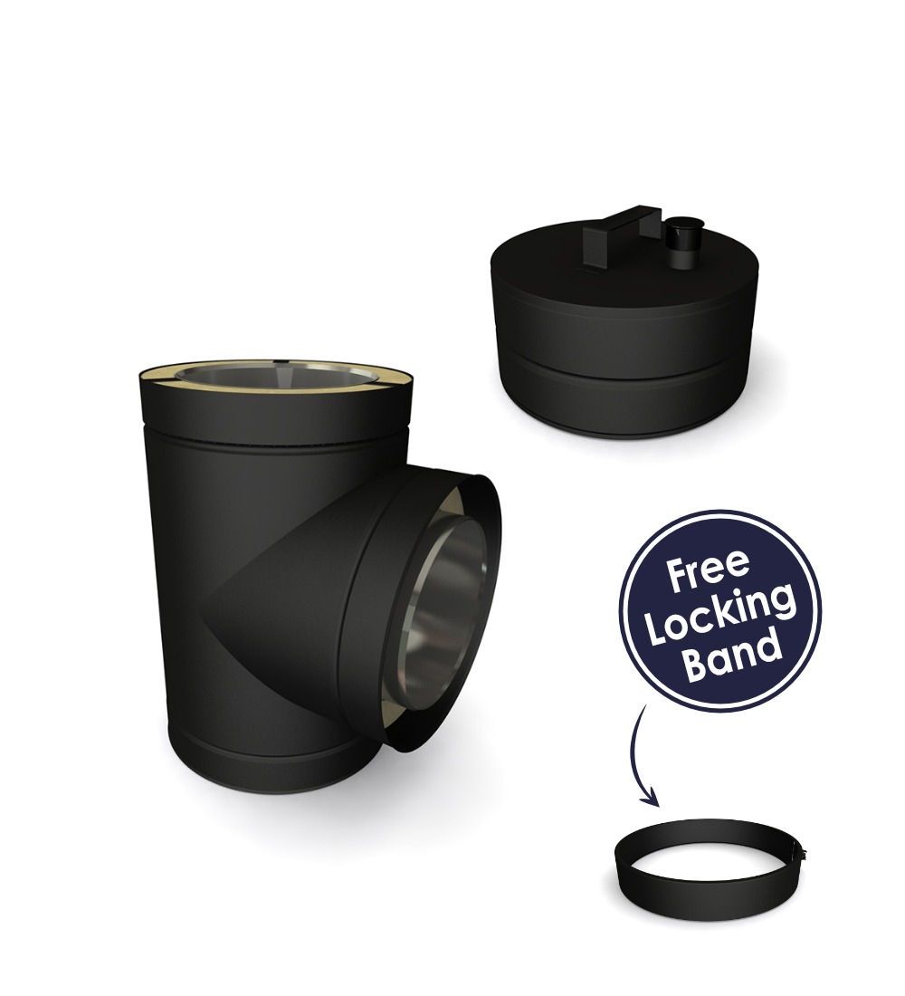 Twin Wall Short Tee with Soot Collector 90° 7" MB