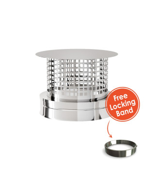 DTW Gas Rain Cap With Mesh 6 Inch SS