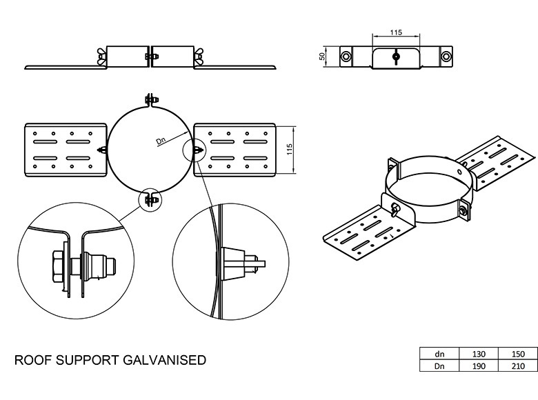 Twin Wall Roof Support 5 Inch Galvanised 