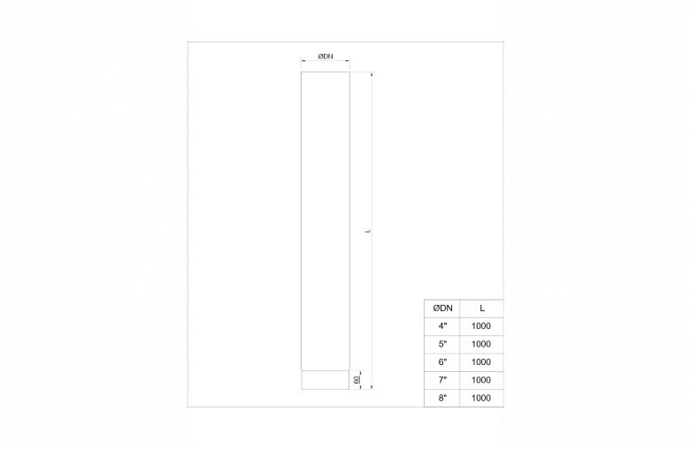 Matt Black Straight Length 1000mm 7 Inch 