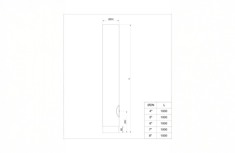 Matt Black Straight Length 1000mm with Door 5 Inch 