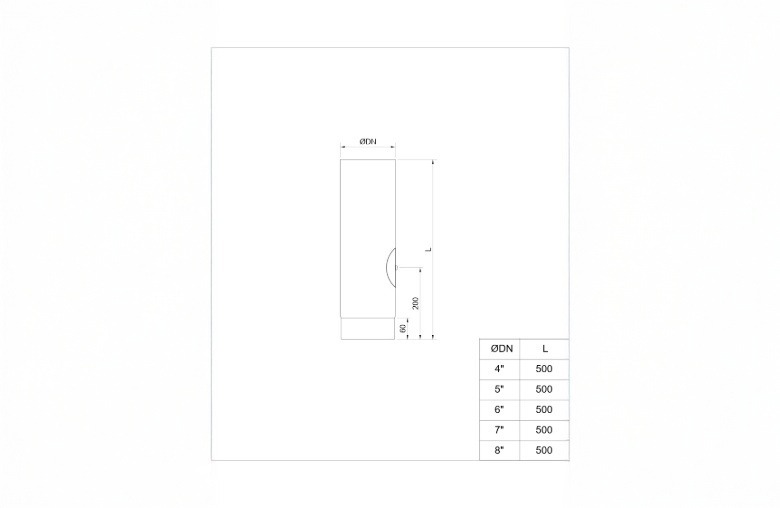 Matt Black Straight Length 500mm with Door 7 Inch 