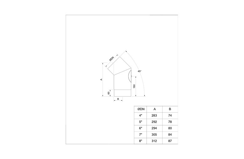 Matt Black Elbow 45° with Door 5 Inch 