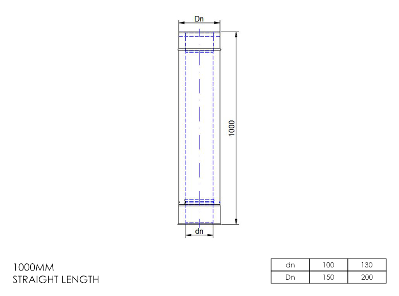 Gas Fire Straight Length 1000mm 5 Inch MB