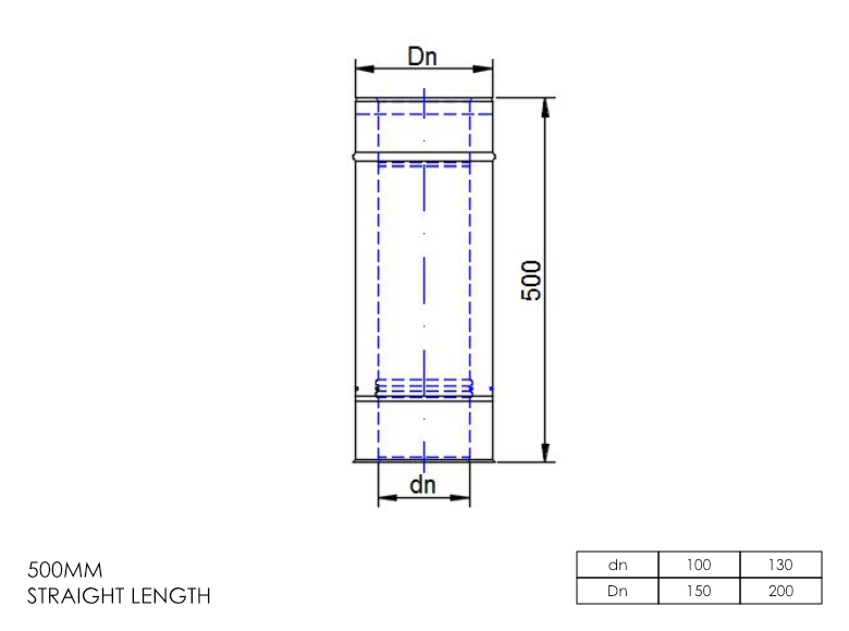 Gas Fire Straight Length 500mm 5 Inch MB
