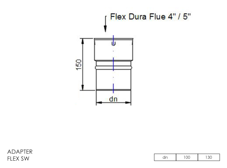 Gas Fire Adapter Flex Top to Single Wall 4 Inch MB