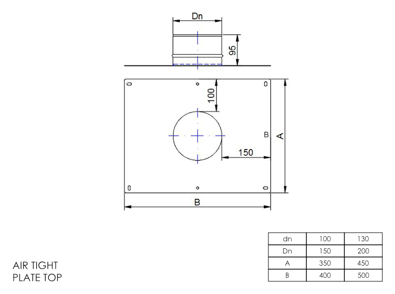 Gas Fire Air Tight Plate Top 4 Inch MB