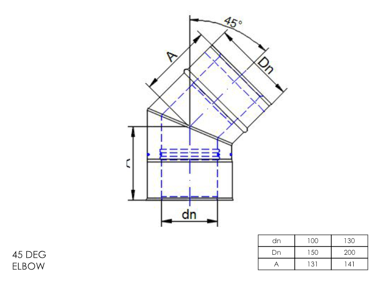 Gas Fire Elbow 45° 5 Inch MB