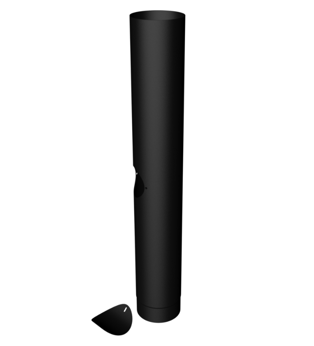 Matt Black Straight Length 1000mm with Door 6"