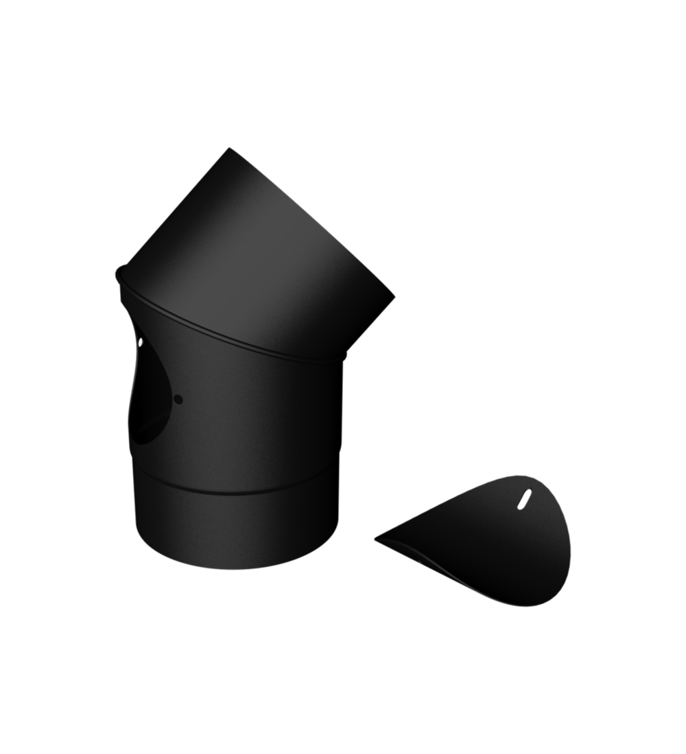 Matt Black Elbow 45° with Door 4"