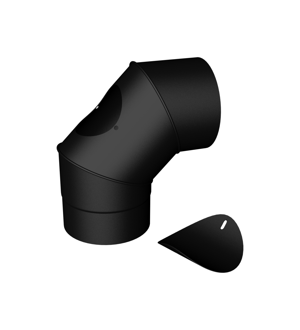 Matt Black Elbow 90° with Door 6"