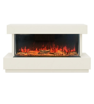 Hestia 1562 Electric Fire & Solace Marble Media Wall Suite Medium Polar White