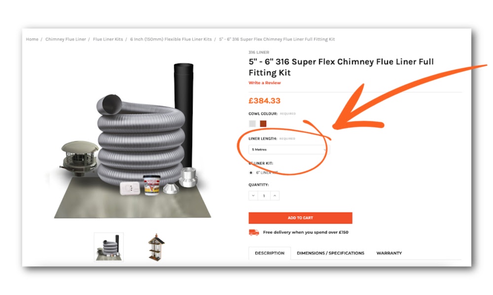 How to select flue liner length How to select flue liner length